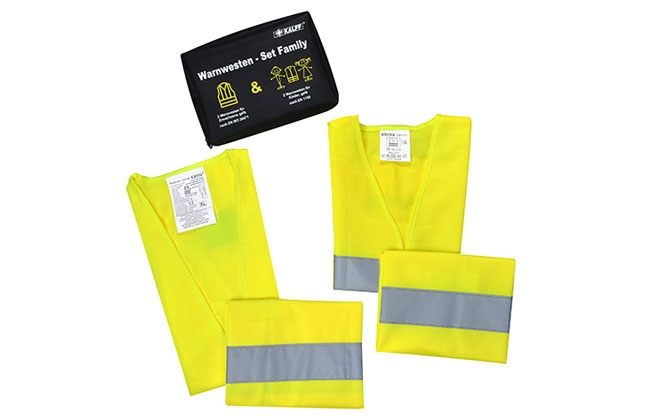 4x Kyto Erwachsen Warnweste reflektierend Sicherheitsweste gelb + Tasche, 4x Erwachsen mit Tasche
