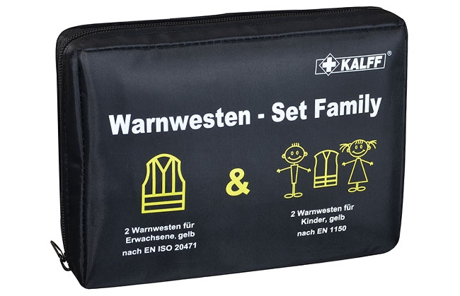 Warnwesten-Set für die ganze Familie in Nylontasche - DE